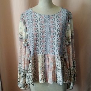 American Eagle BOHO Top with tassels Size M
